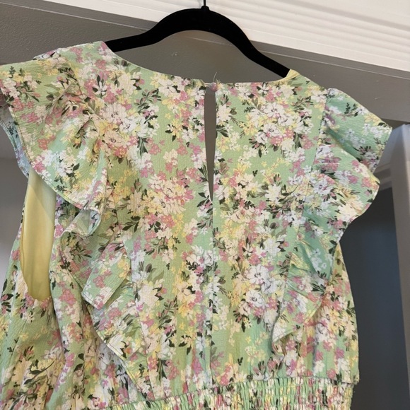 BCBGeneration Ditsy Floral Smocked Waist Tiered Skirt Ruffle Mini Dress Sz Large - Picture 10 of 13